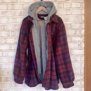 Men’s Smith’s WorkWear Sherpa Lined Hooded Micro Fleece Shirt Jacket NWT